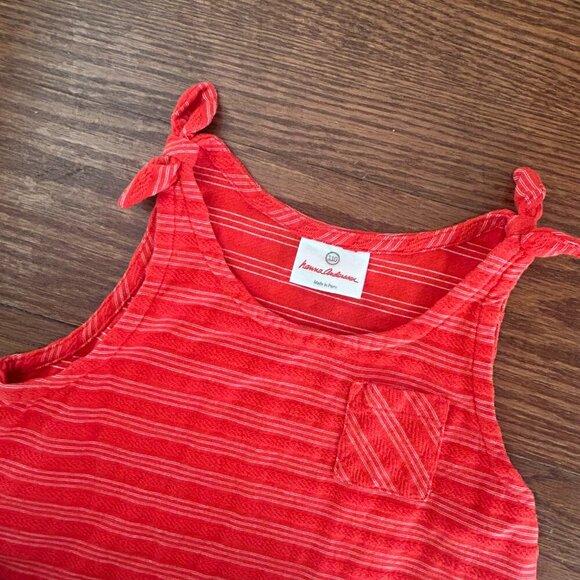 Hanna Andersson  Red Tank Dress Striped With Pocket Cotton Size  5 Size 110 - Picture 6 of 10